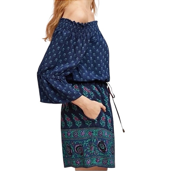 Anthropologie Ett Twa Romper Size XS One Piece Shorts Top Blue Floral Kaleo - Picture 15 of 16